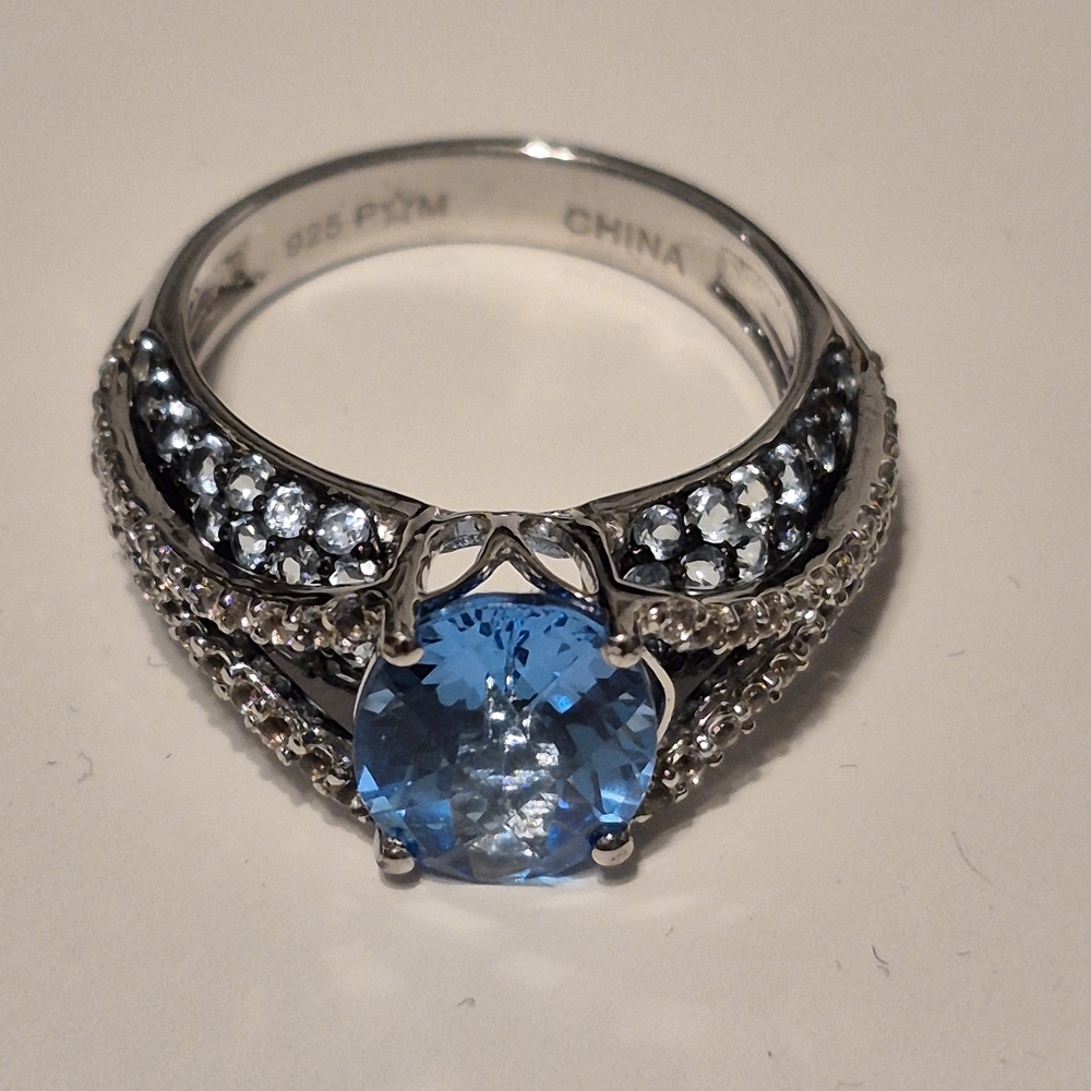 Sterling Silver and Blue Gemstone Ring